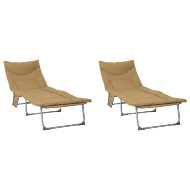 Opvouwbare zonnebed met kussen 2 st Beige