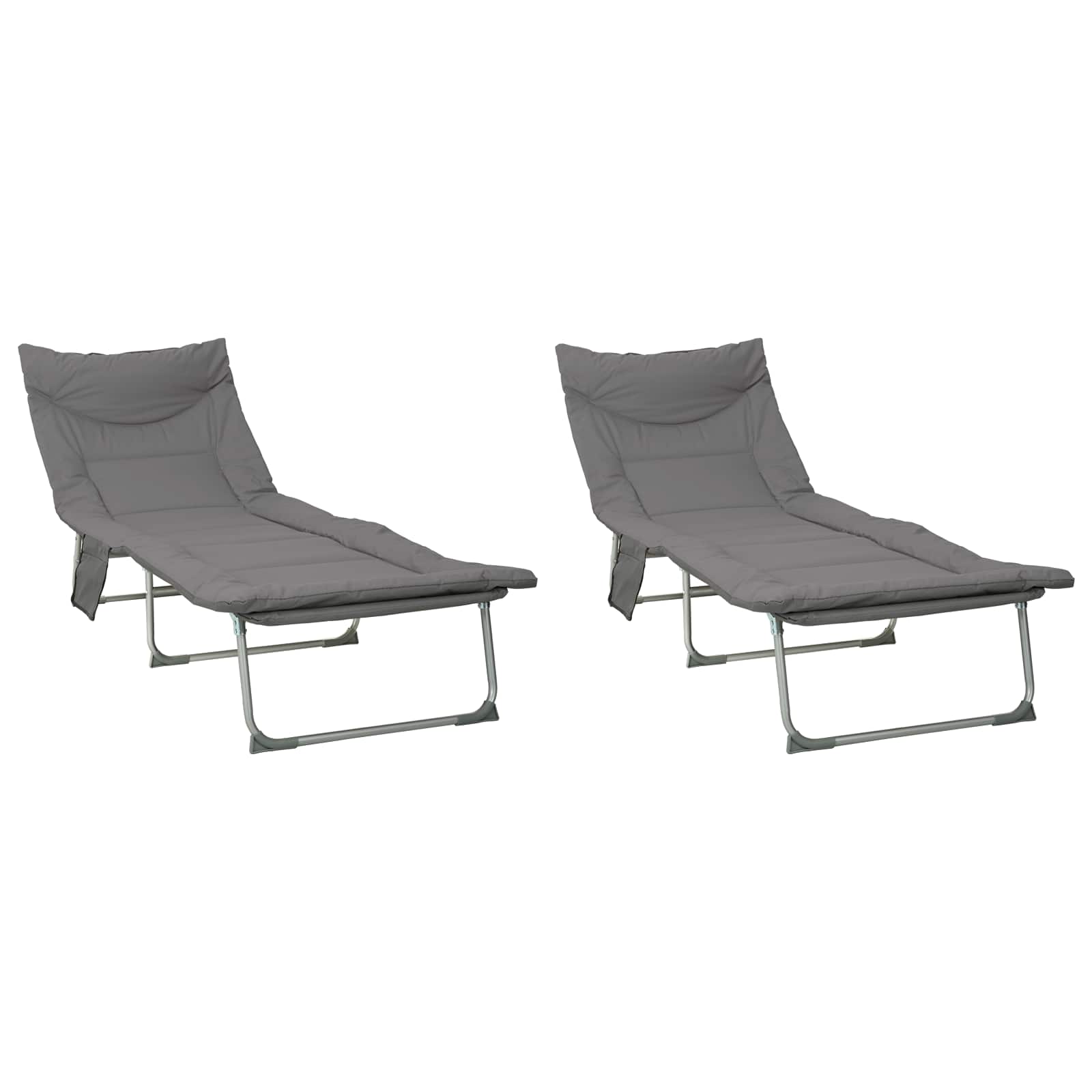 Opvouwbare zonnebed met kussen 2 st Antracietkleurig