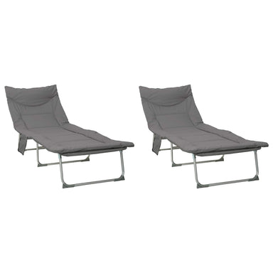 Opvouwbare zonnebed met kussen 2 st Antracietkleurig