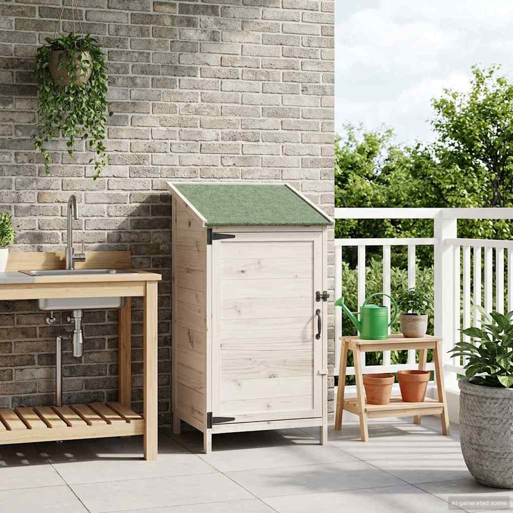 Tuinschuur met dak Wit 59 x 56 x 113,5 cm Massief Vurenhout
