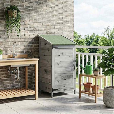 Tuinschuur met dak Grijs 59 x 56 x 113,5 cm Massief Vurenhout