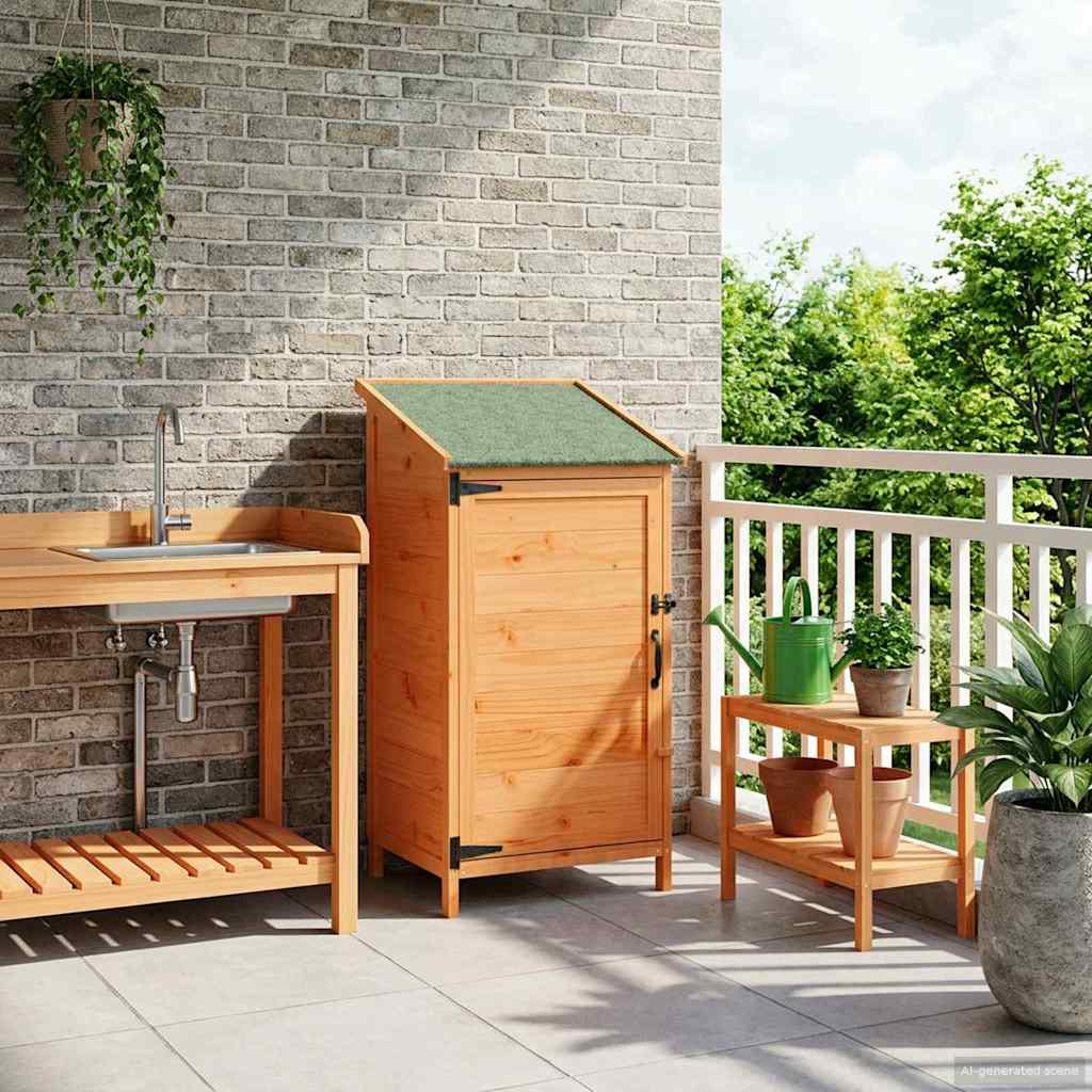 Tuinschuur met dak Bruin 59 x 56 x 113,5 cm Massief Vurenhout