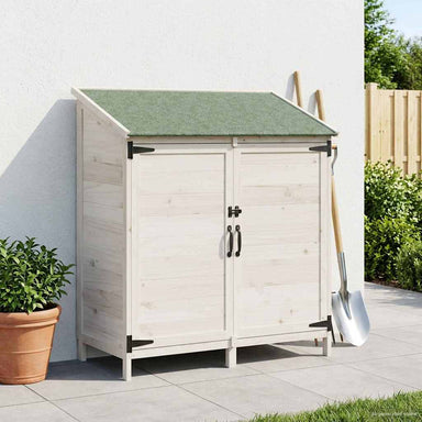 Tuinschuur met dak Wit 106,5 x 56 x 113,5 cm Massief Vurenhout