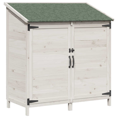 Tuinschuur met dak Wit 106,5 x 56 x 113,5 cm Massief Vurenhout