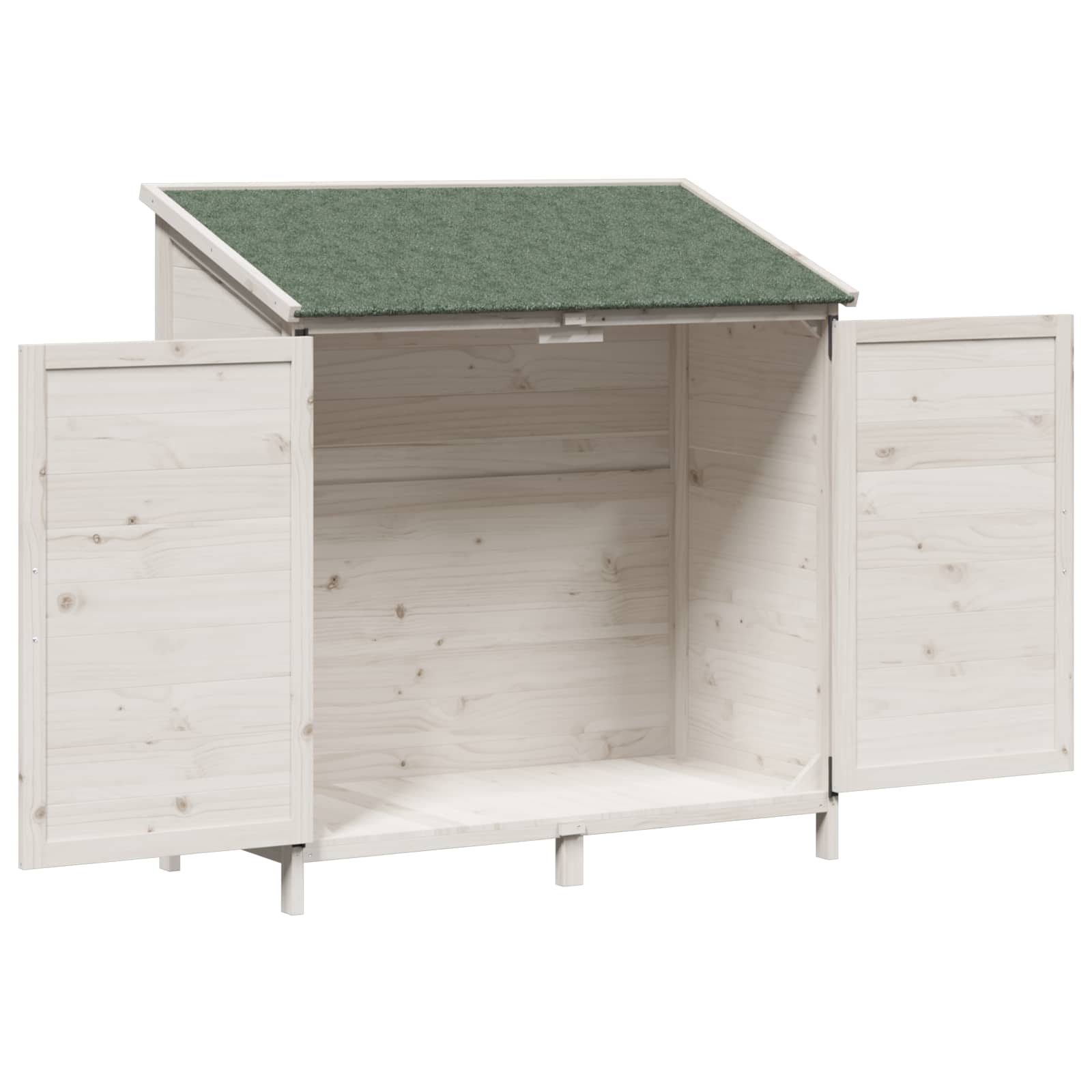 Tuinschuur met dak Wit 106,5 x 56 x 113,5 cm Massief Vurenhout