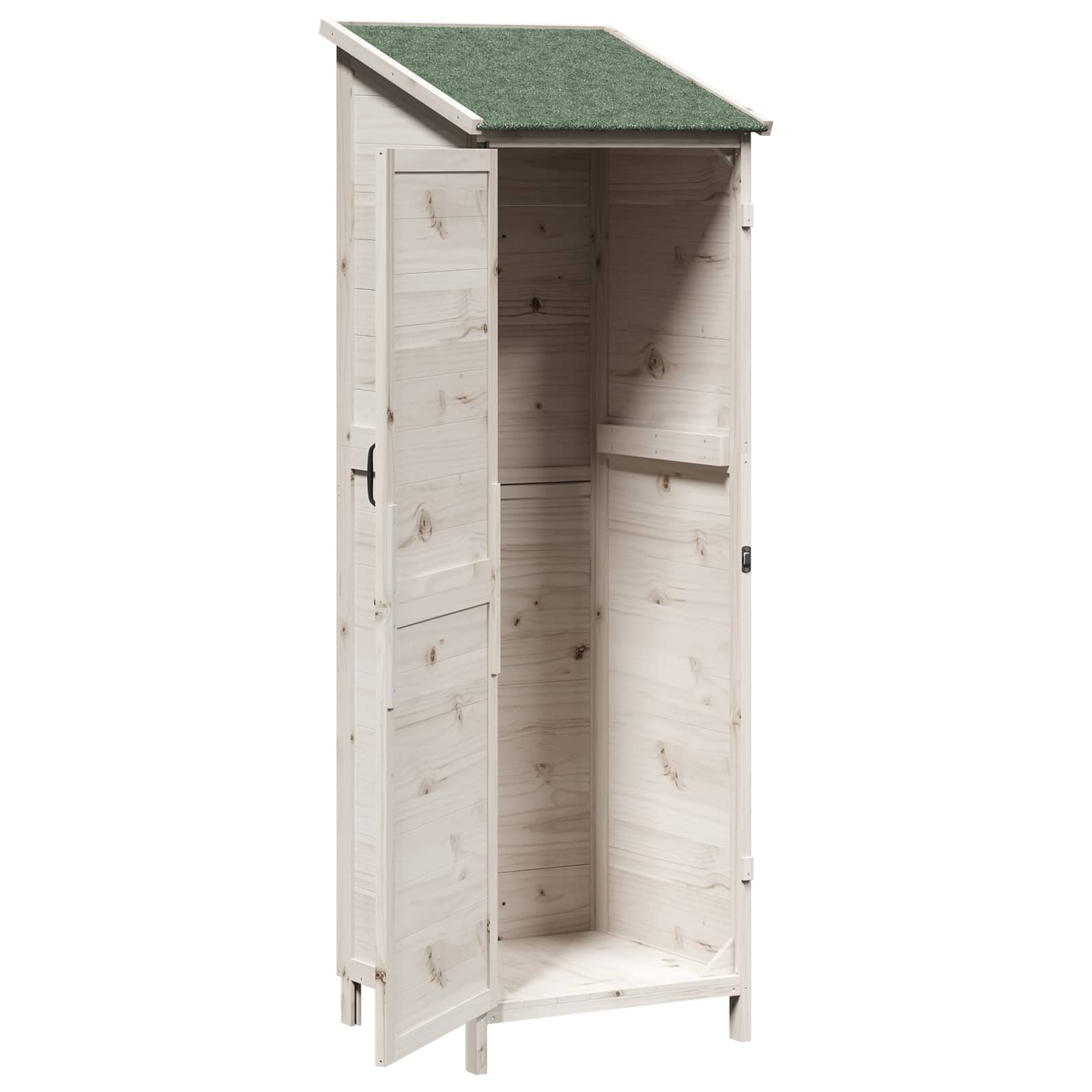 Tuinschuur met dak Wit 59,5 x 56 x 176,5 cm Massief Vurenhout
