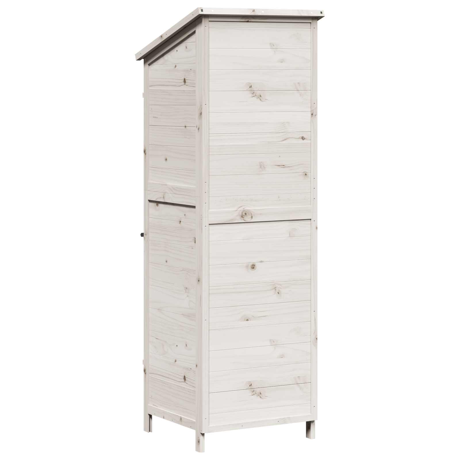Tuinschuur met dak Wit 59,5 x 56 x 176,5 cm Massief Vurenhout