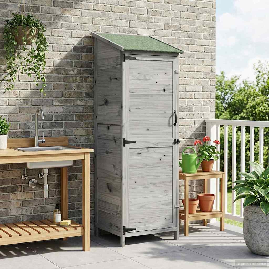 Tuinschuur met dak Grijs 59,5 x 56 x 176,5 cm Massief Vurenhout