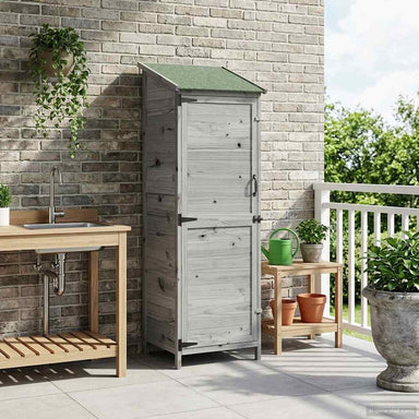 Tuinschuur met dak Grijs 59,5 x 56 x 176,5 cm Massief Vurenhout