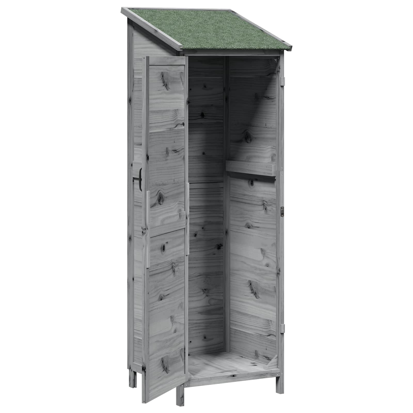 Tuinschuur met dak Grijs 59,5 x 56 x 176,5 cm Massief Vurenhout
