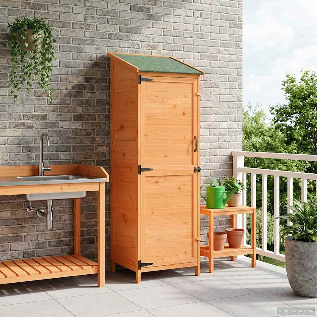 Tuinschuur met dak Bruin 59,5 x 56 x 176,5 cm Massief Vurenhout