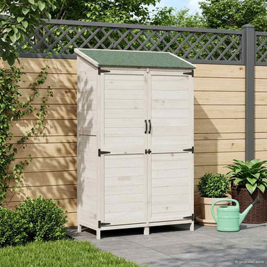 Tuinschuur met dak Wit 106,5 x 56 x 176 cm Massief Vurenhout
