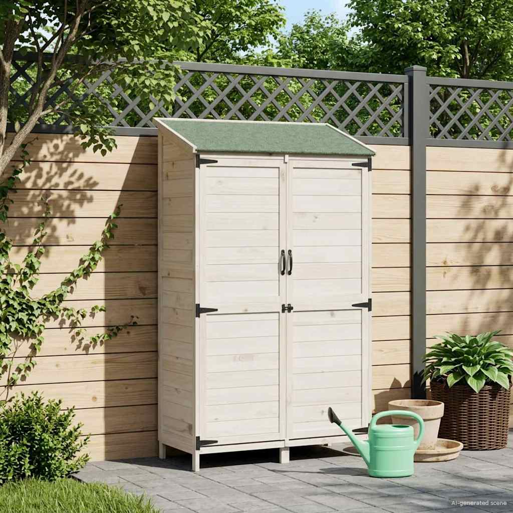 Tuinschuur met dak Wit 106,5 x 56 x 176 cm Massief Vurenhout