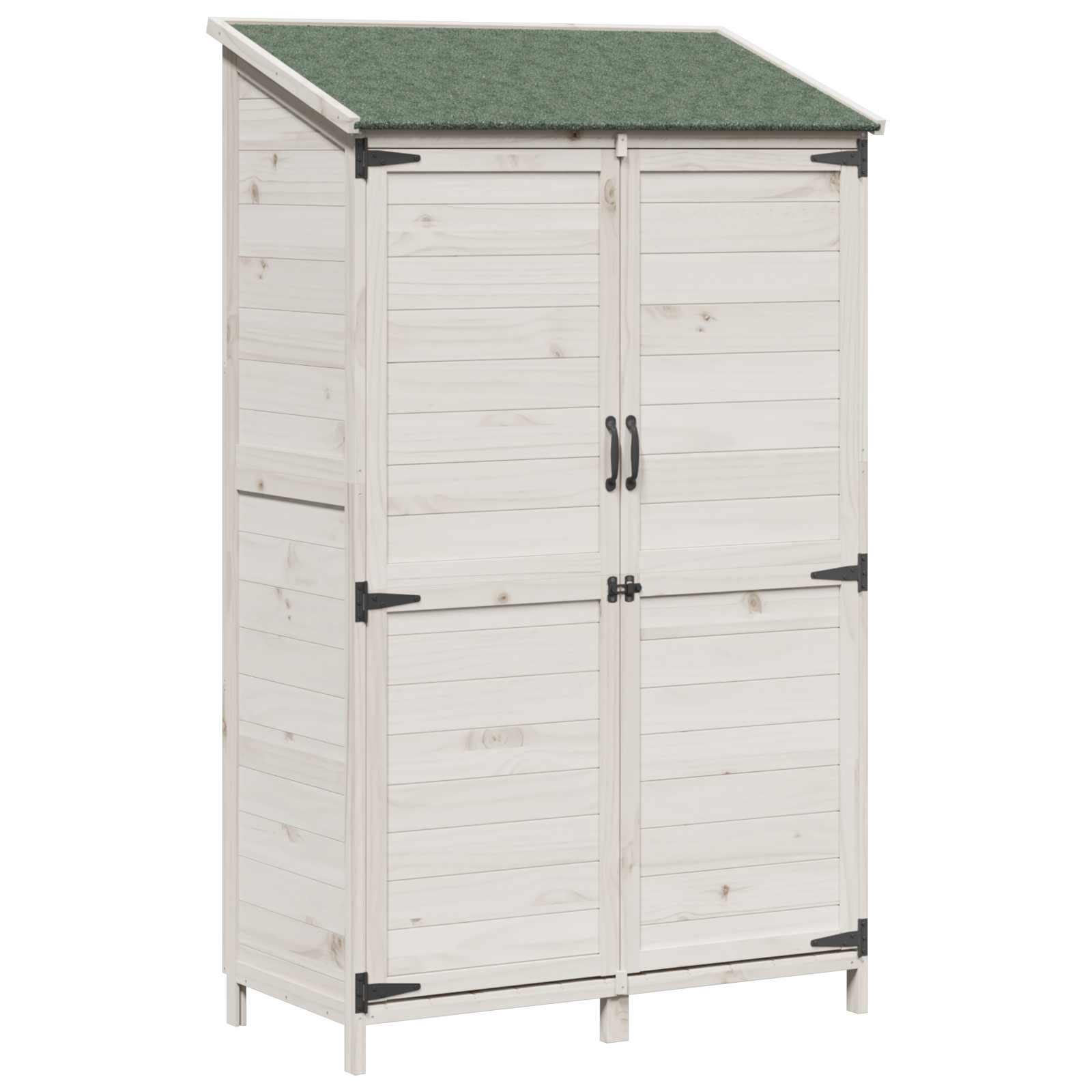 Tuinschuur met dak Wit 106,5 x 56 x 176 cm Massief Vurenhout