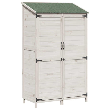 Tuinschuur met dak Wit 106,5 x 56 x 176 cm Massief Vurenhout