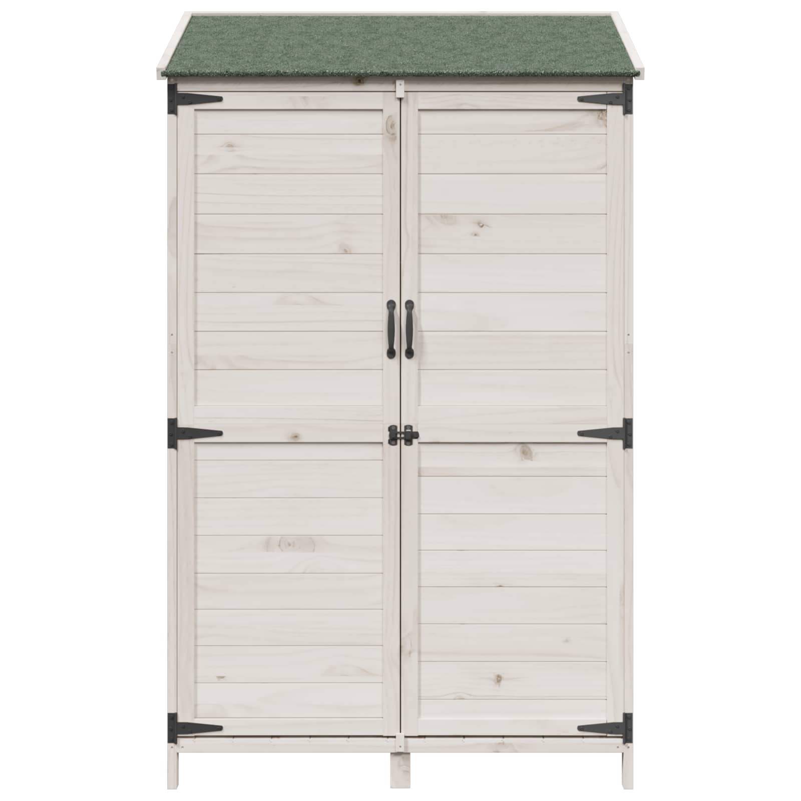Tuinschuur met dak Wit 106,5 x 56 x 176 cm Massief Vurenhout