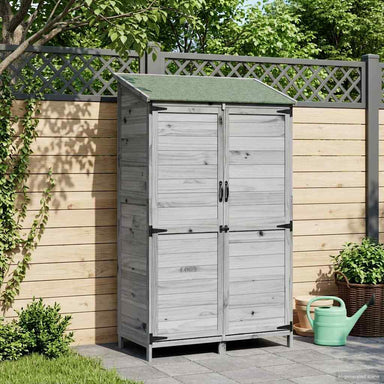 Tuinschuur met dak Grijs 106,5 x 56 x 176 cm Massief Vurenhout