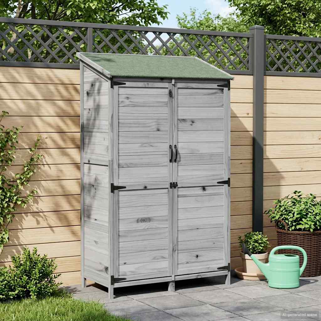 Tuinschuur met dak Grijs 106,5 x 56 x 176 cm Massief Vurenhout