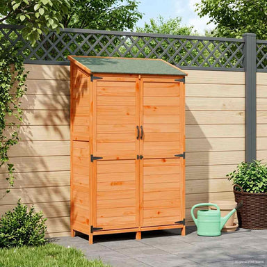 Tuinschuur met dak Bruin 106,5 x 56 x 176 cm Massief Vurenhout