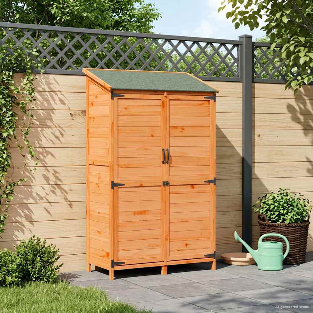 Tuinschuur met dak Bruin 106,5 x 56 x 176 cm Massief Vurenhout