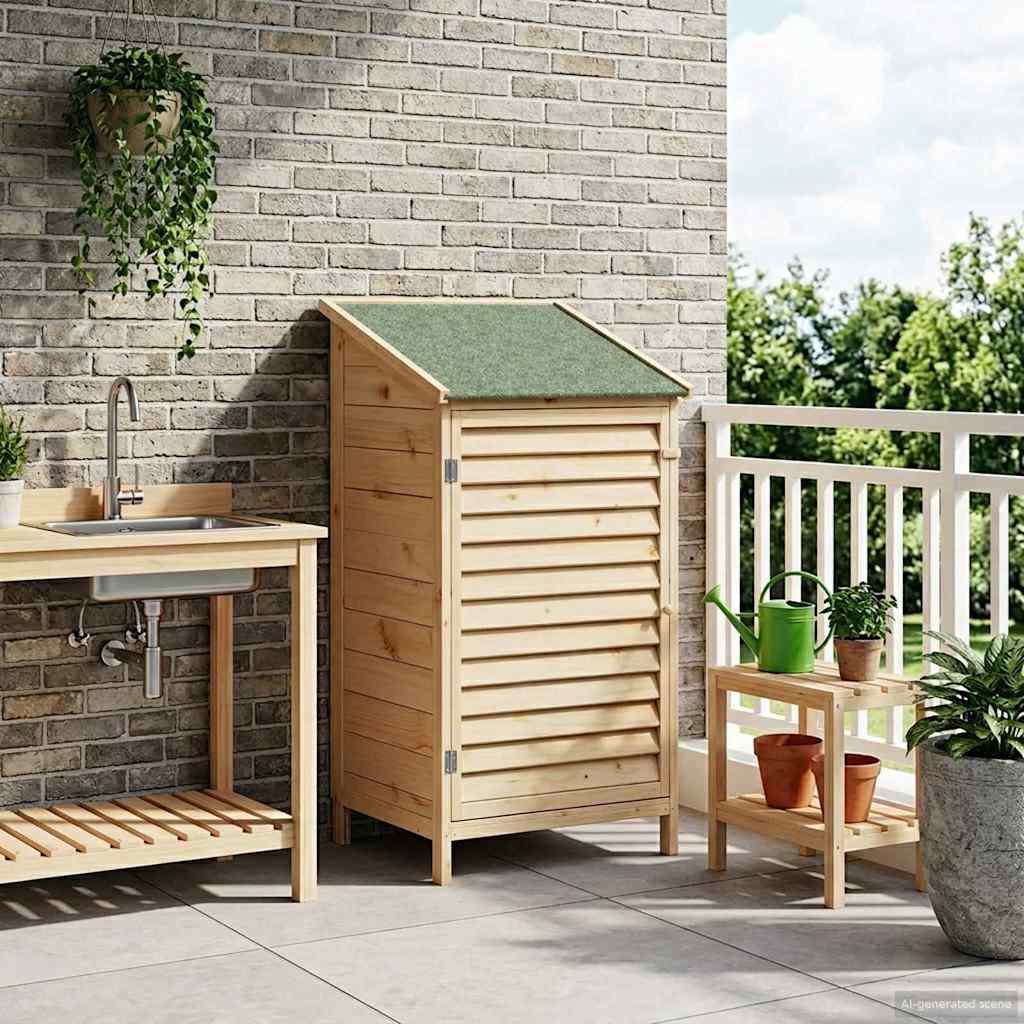Tuinschuur met dak Naturel 59 x 56 x 113,5 cm Massief Vurenhout