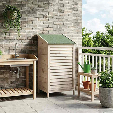 Tuinschuur met dak Wit 59 x 56 x 113,5 cm Massief Vurenhout