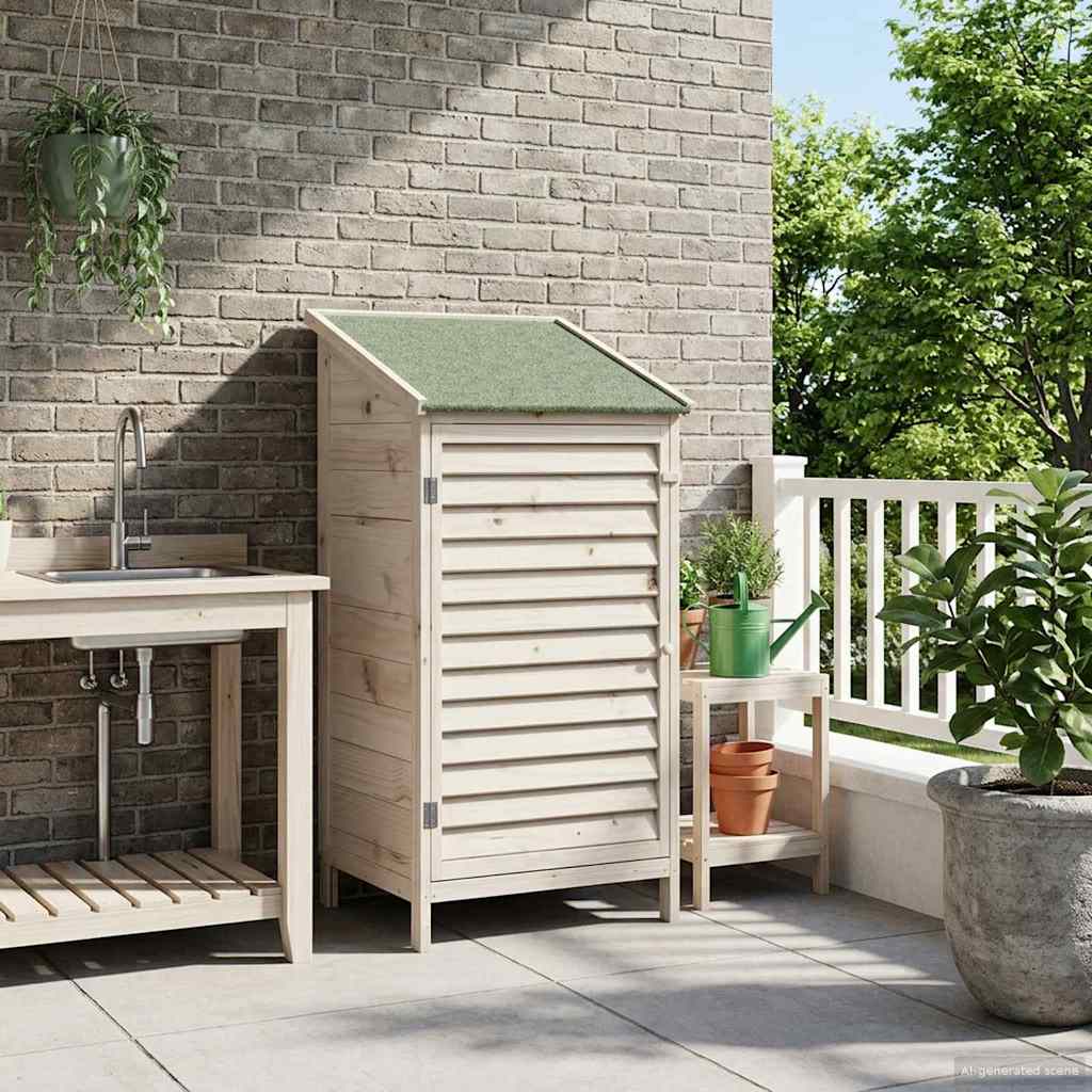 Tuinschuur met dak Wit 59 x 56 x 113,5 cm Massief Vurenhout