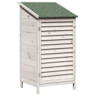 Tuinschuur met dak Wit 59 x 56 x 113,5 cm Massief Vurenhout