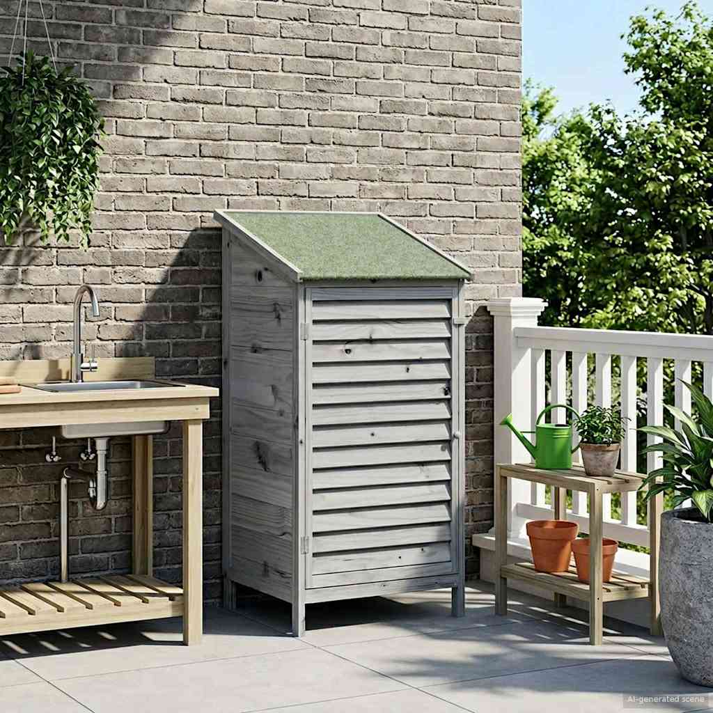 Tuinschuur met dak Grijs 59 x 56 x 113,5 cm Massief Vurenhout