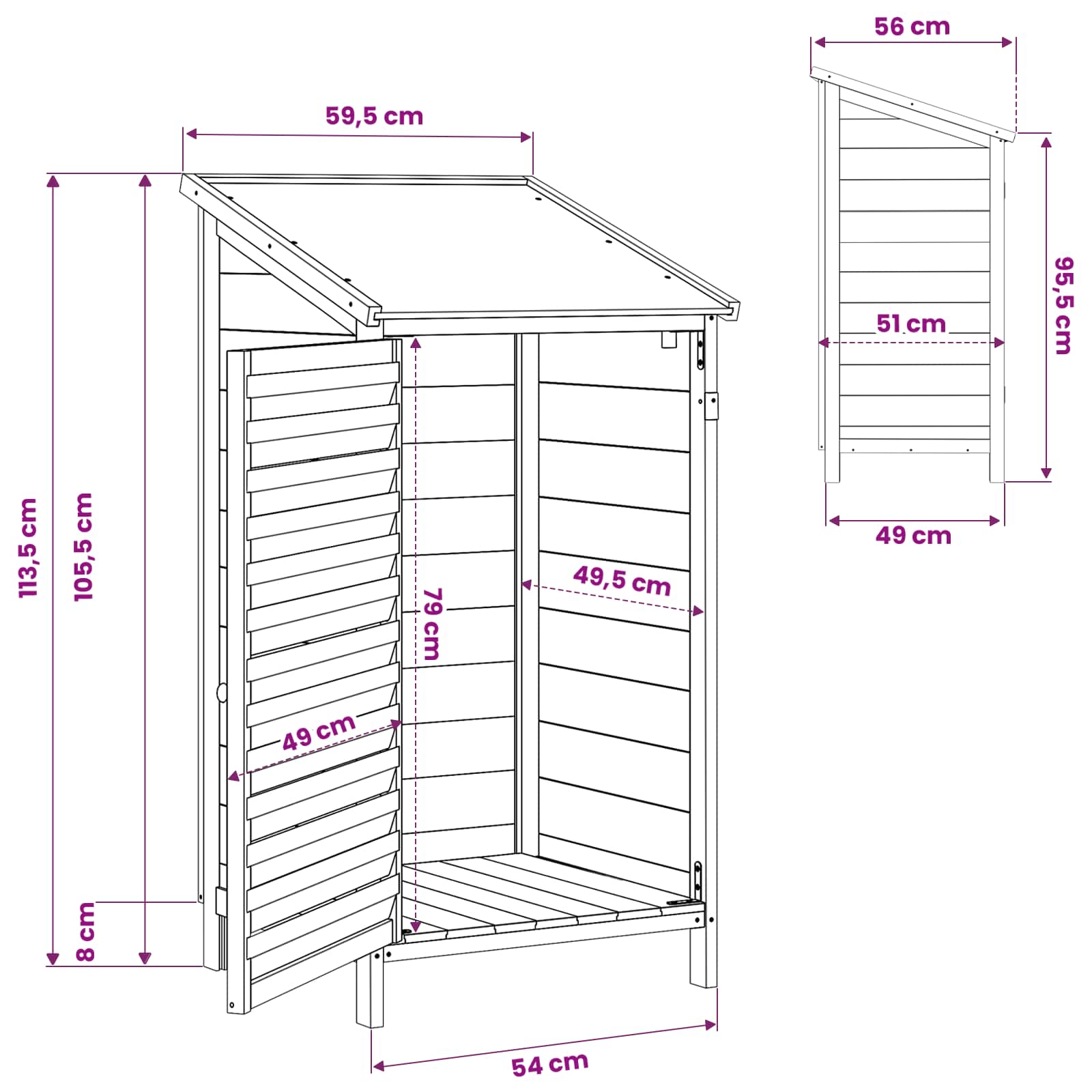Tuinschuur met dak Grijs 59 x 56 x 113,5 cm Massief Vurenhout