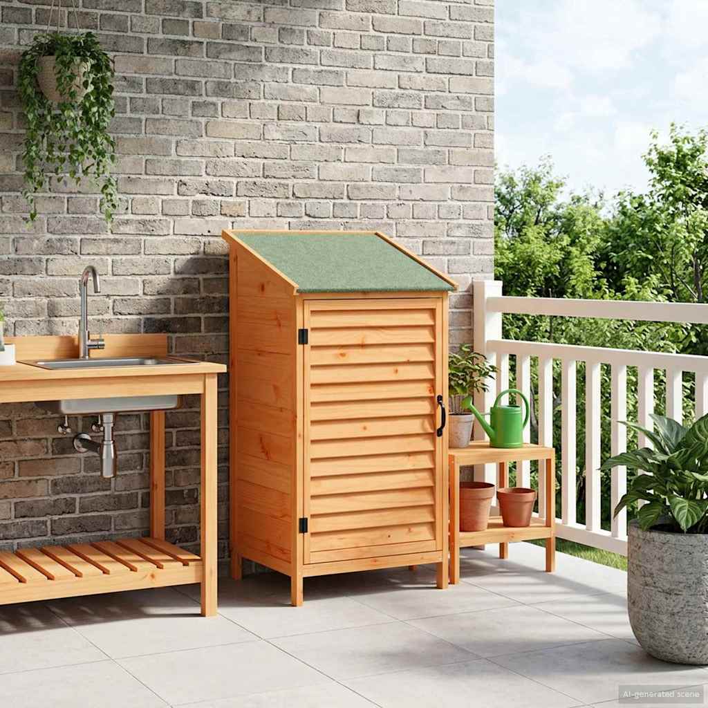 Tuinschuur met dak Bruin 59 x 56 x 113,5 cm Massief Vurenhout