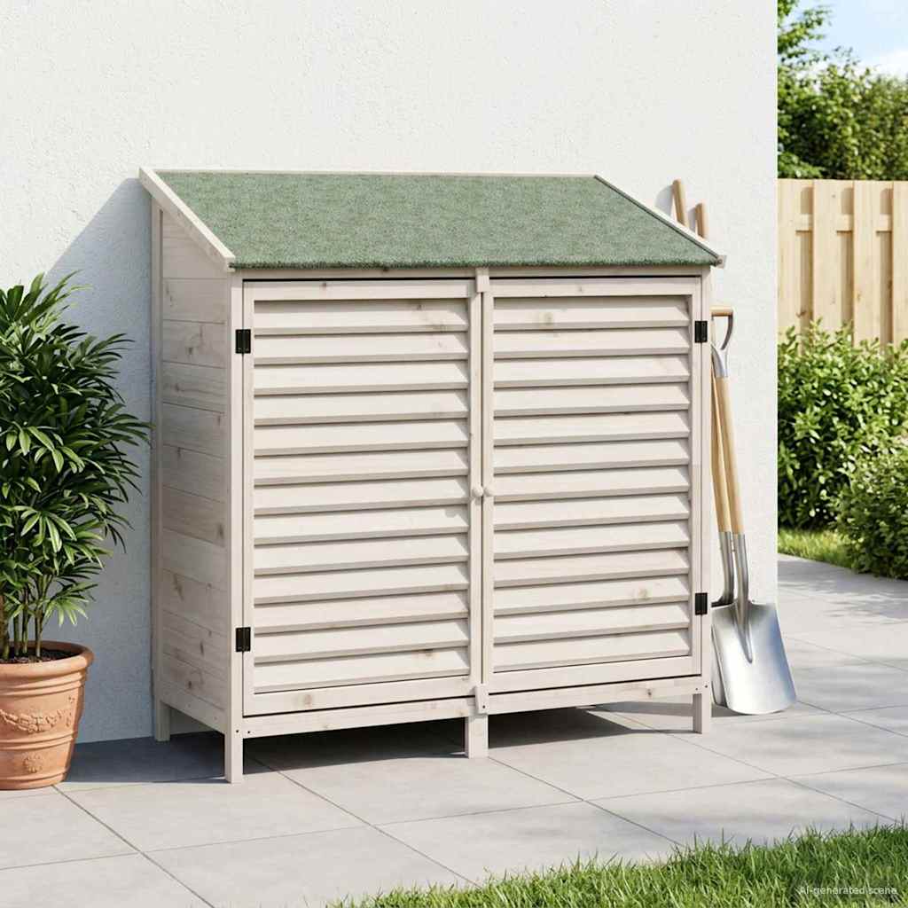 Tuinschuur met dak Wit 106 x 56 x 113,5 cm Massief Vurenhout