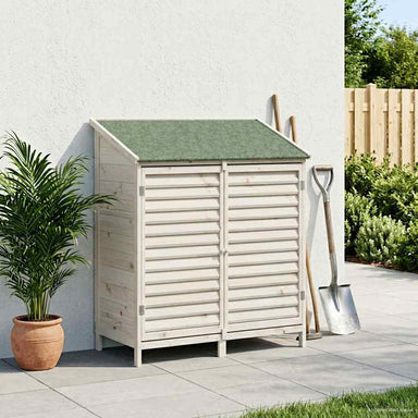 Tuinschuur met dak Wit 106 x 56 x 113,5 cm Massief Vurenhout