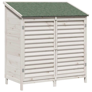 Tuinschuur met dak Wit 106 x 56 x 113,5 cm Massief Vurenhout