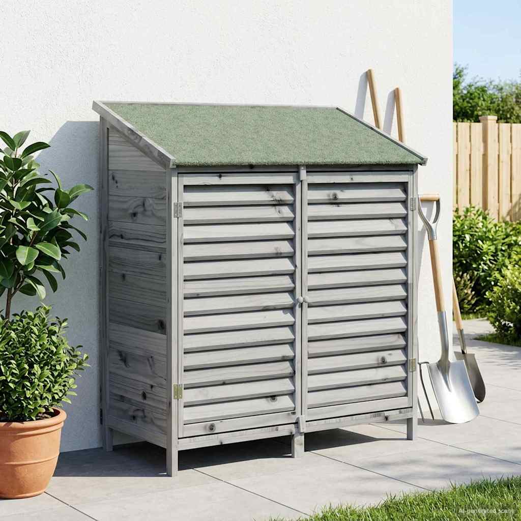 Tuinschuur met dak Grijs 106 x 56 x 113,5 cm Massief Vurenhout