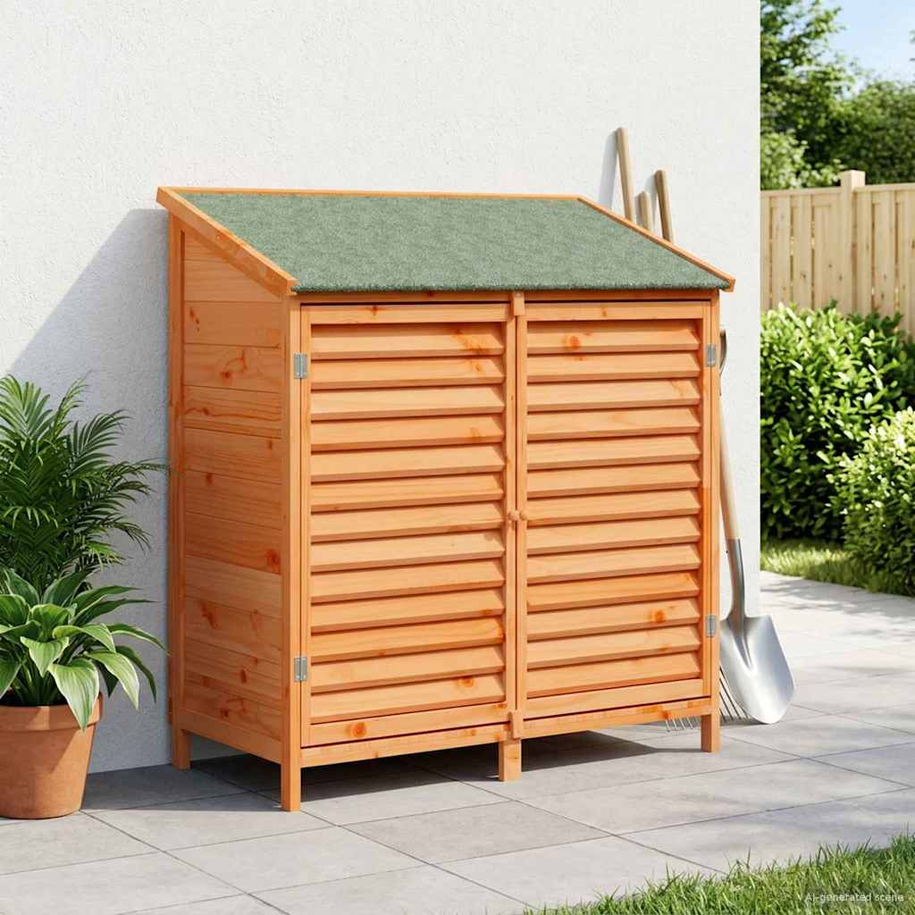 Tuinschuur met dak Bruin 106 x 56 x 113,5 cm Massief Vurenhout