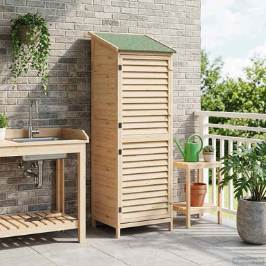 Tuinschuur met dak Naturel 59 x 56 x 176 cm Massief Vurenhout