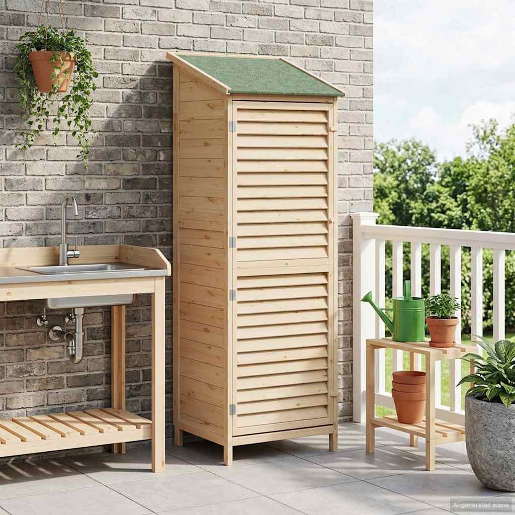 Tuinschuur met dak Naturel 59 x 56 x 176 cm Massief Vurenhout