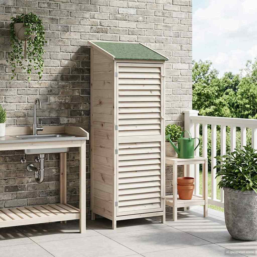 Tuinschuur met dak Wit 59 x 56 x 176 cm Massief Vurenhout