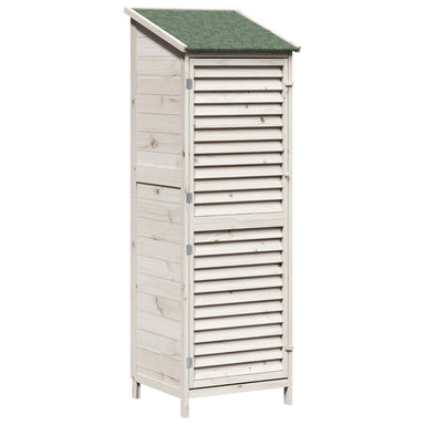 Tuinschuur met dak Wit 59 x 56 x 176 cm Massief Vurenhout