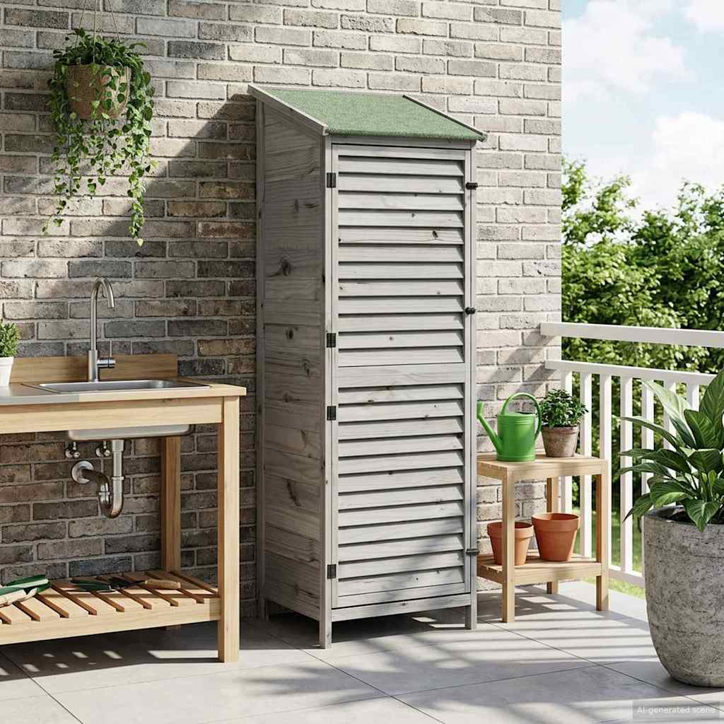 Tuinschuur met dak Grijs 59 x 56 x 176 cm Massief Vurenhout