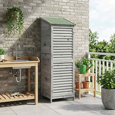 Tuinschuur met dak Grijs 59 x 56 x 176 cm Massief Vurenhout