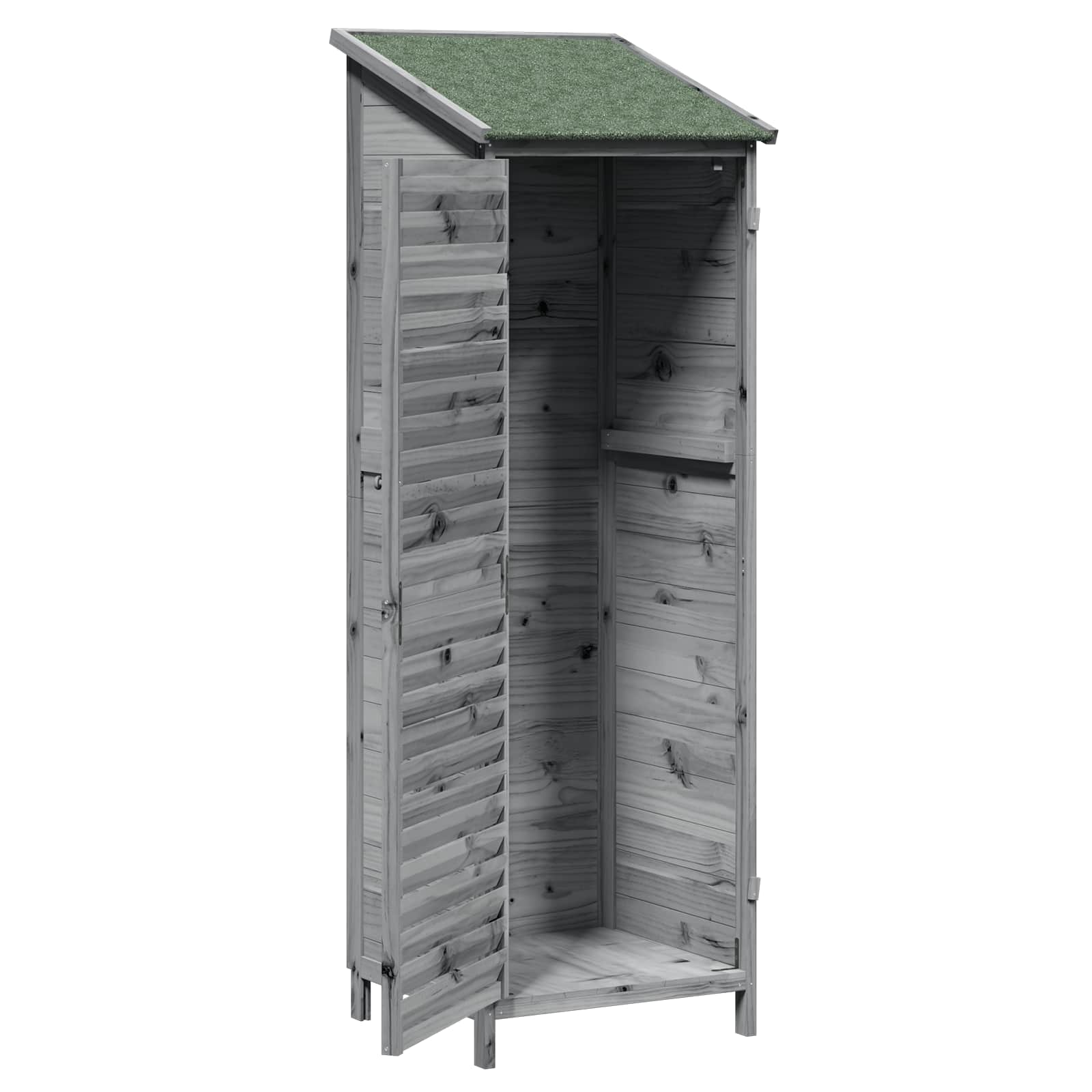 Tuinschuur met dak Grijs 59 x 56 x 176 cm Massief Vurenhout