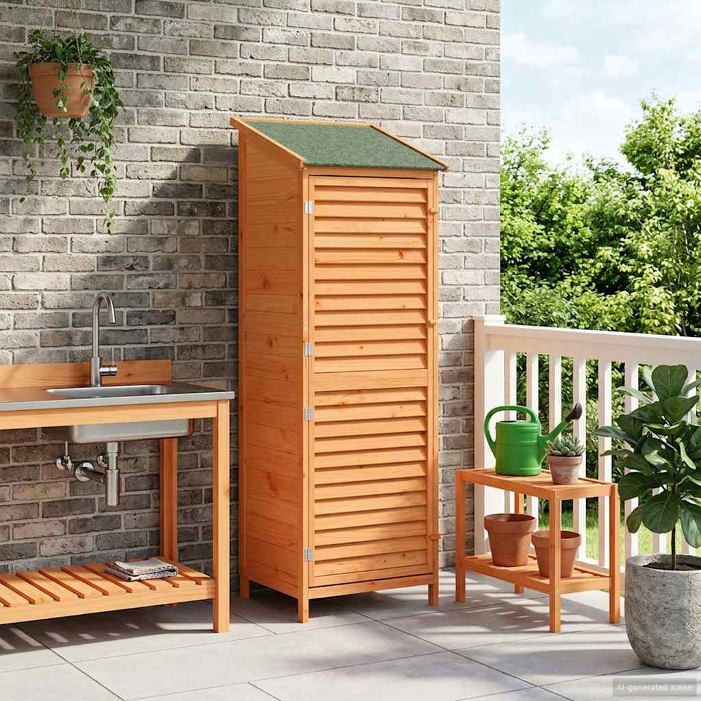 Tuinschuur met dak Bruin 59 x 56 x 176 cm Massief Vurenhout