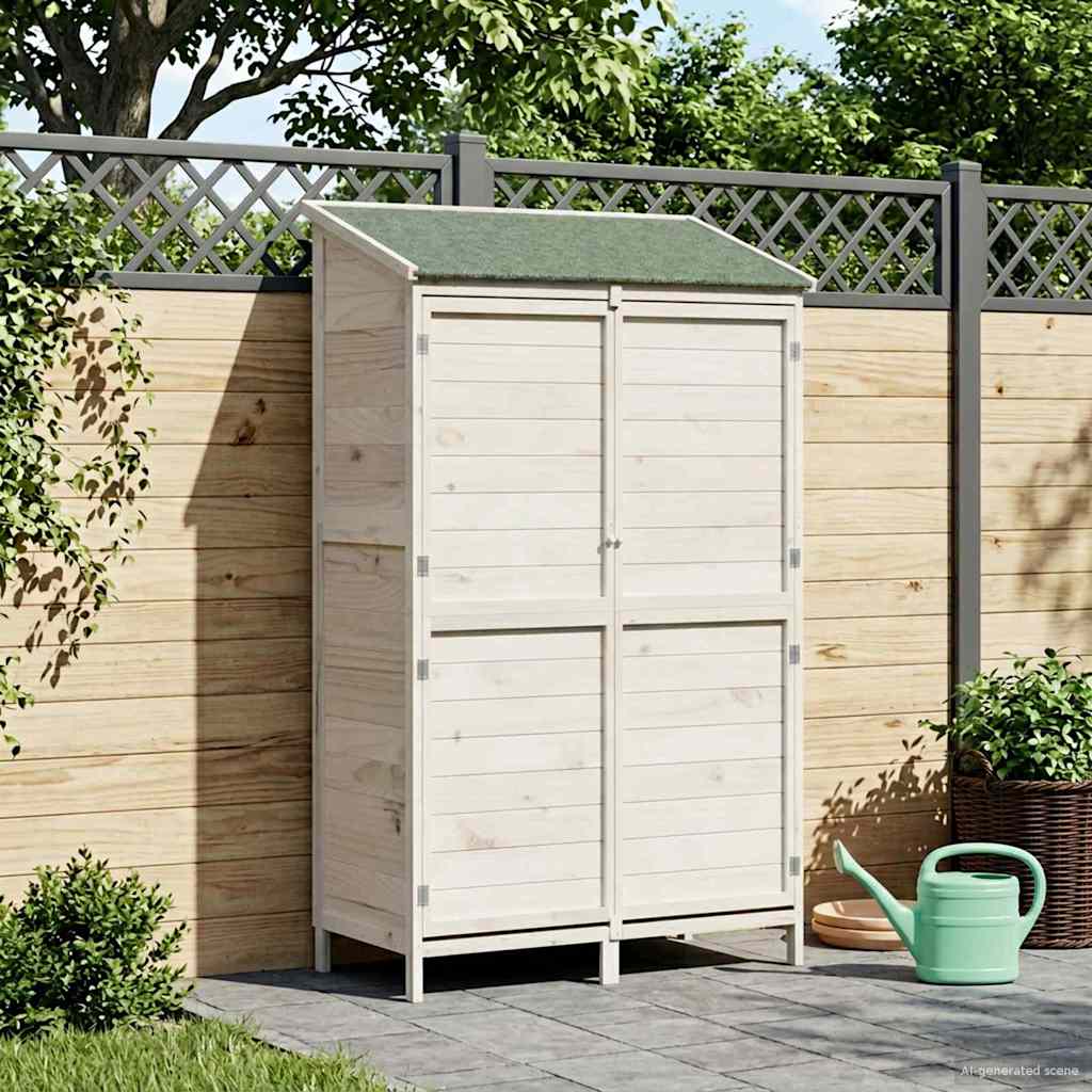 Tuinschuur met dak Wit 106 x 56 x 176,5 cm Massief Vurenhout