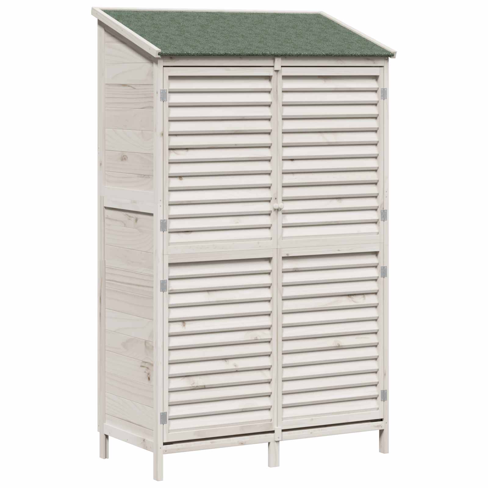 Tuinschuur met dak Wit 106 x 56 x 176,5 cm Massief Vurenhout