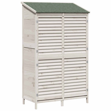 Tuinschuur met dak Wit 106 x 56 x 176,5 cm Massief Vurenhout