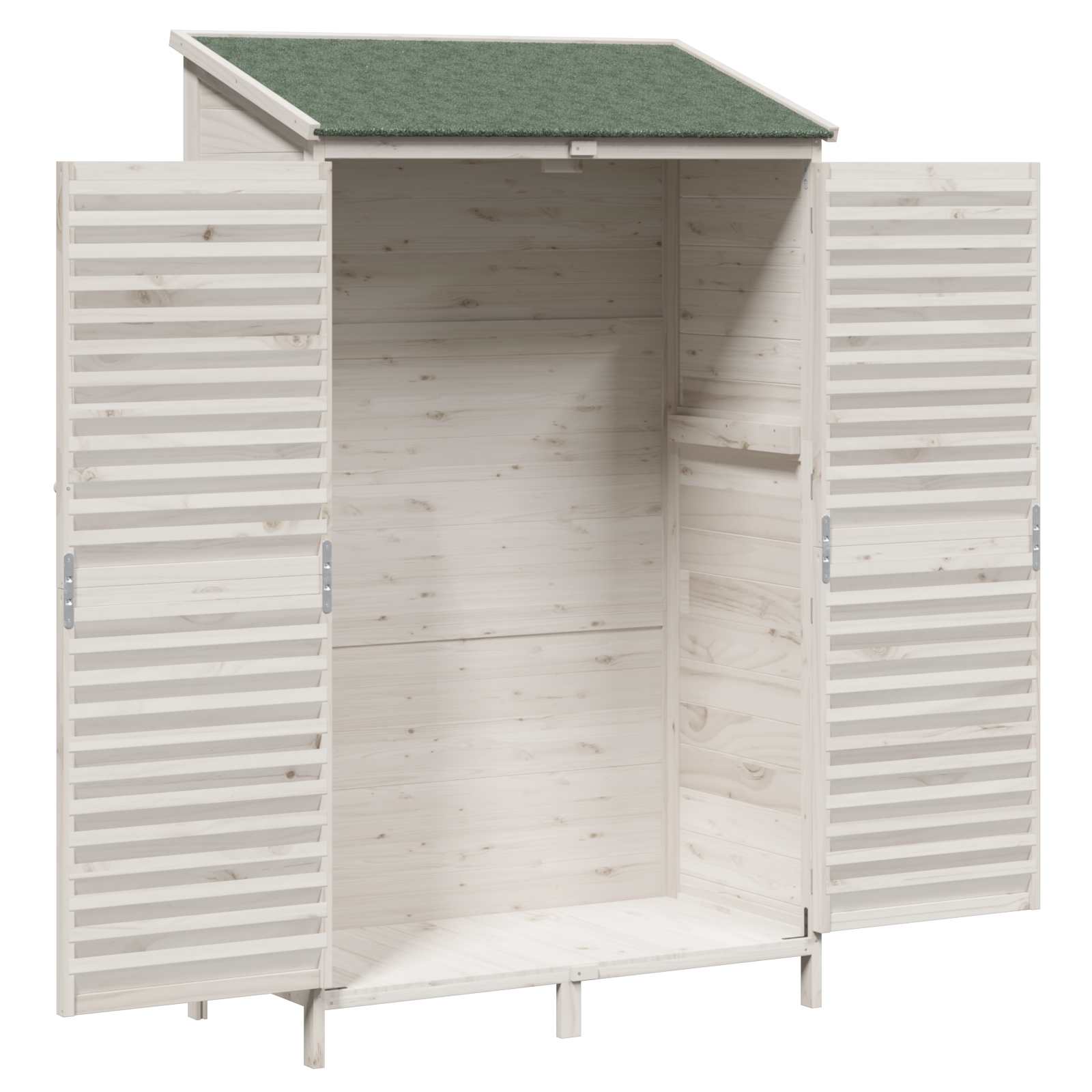 Tuinschuur met dak Wit 106 x 56 x 176,5 cm Massief Vurenhout