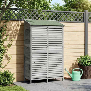 Tuinschuur met dak Grijs 106 x 56 x 176,5 cm Massief Vurenhout