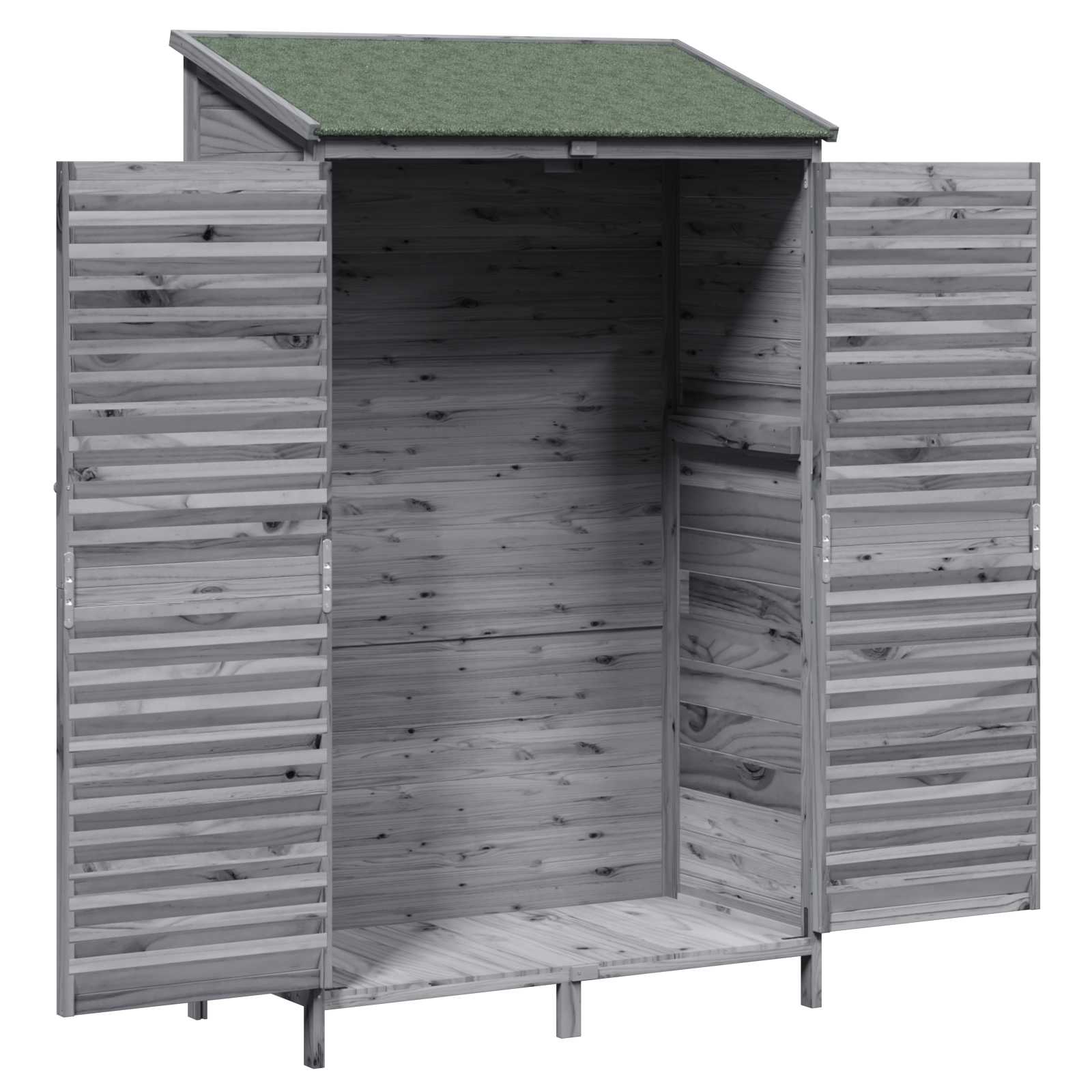 Tuinschuur met dak Grijs 106 x 56 x 176,5 cm Massief Vurenhout